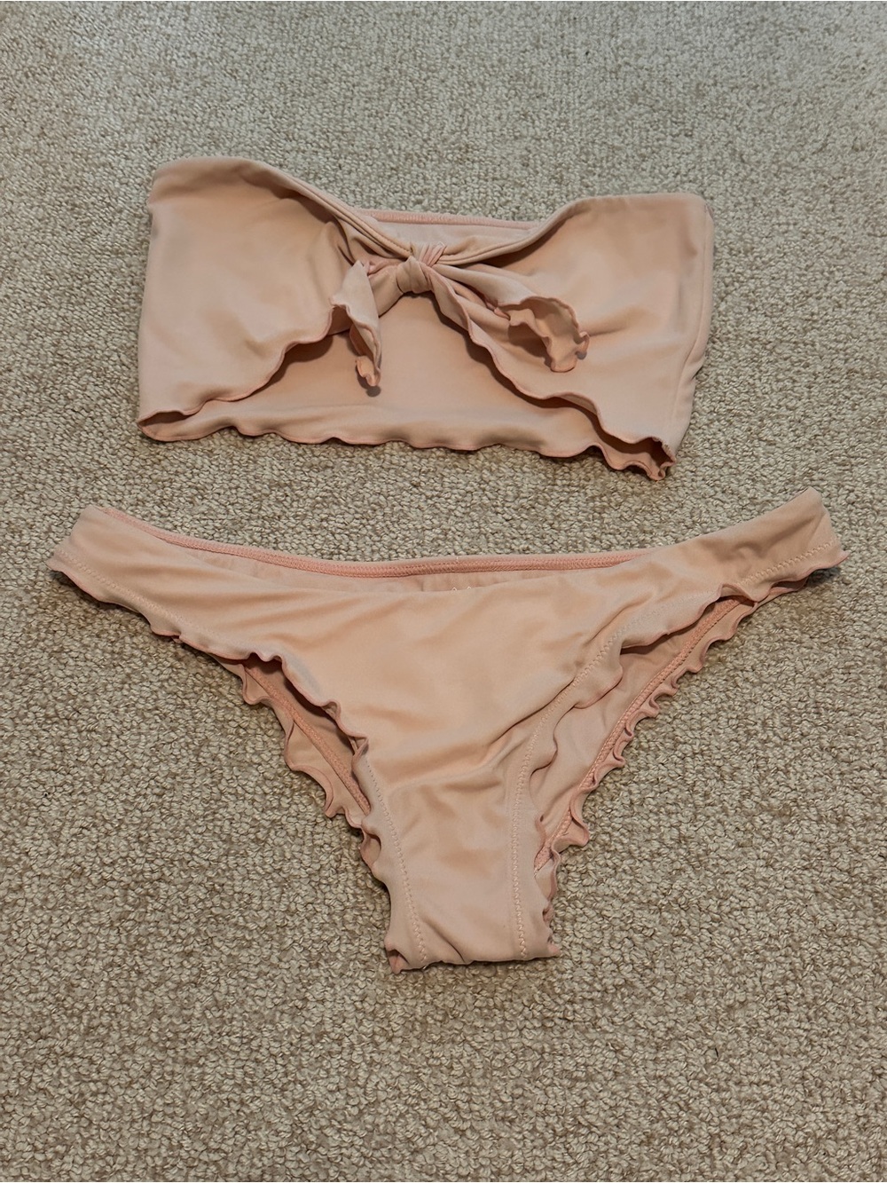 Strapless Ruffle Bikini Set in Blush Pink